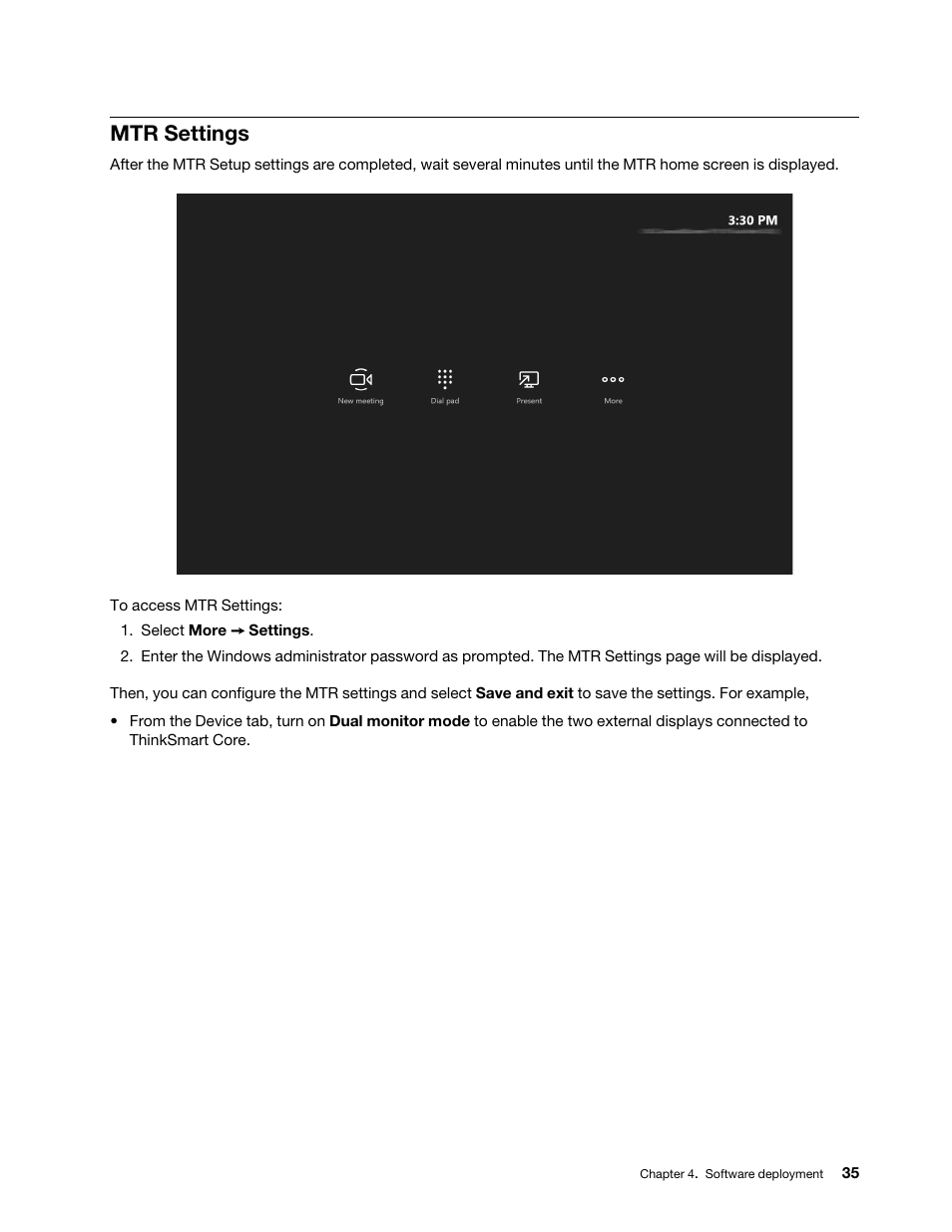 Mtr settings | Lenovo ThinkSmCore and IP Controller Kit for Microsoft Teams Rooms User Manual | Page 41 / 106