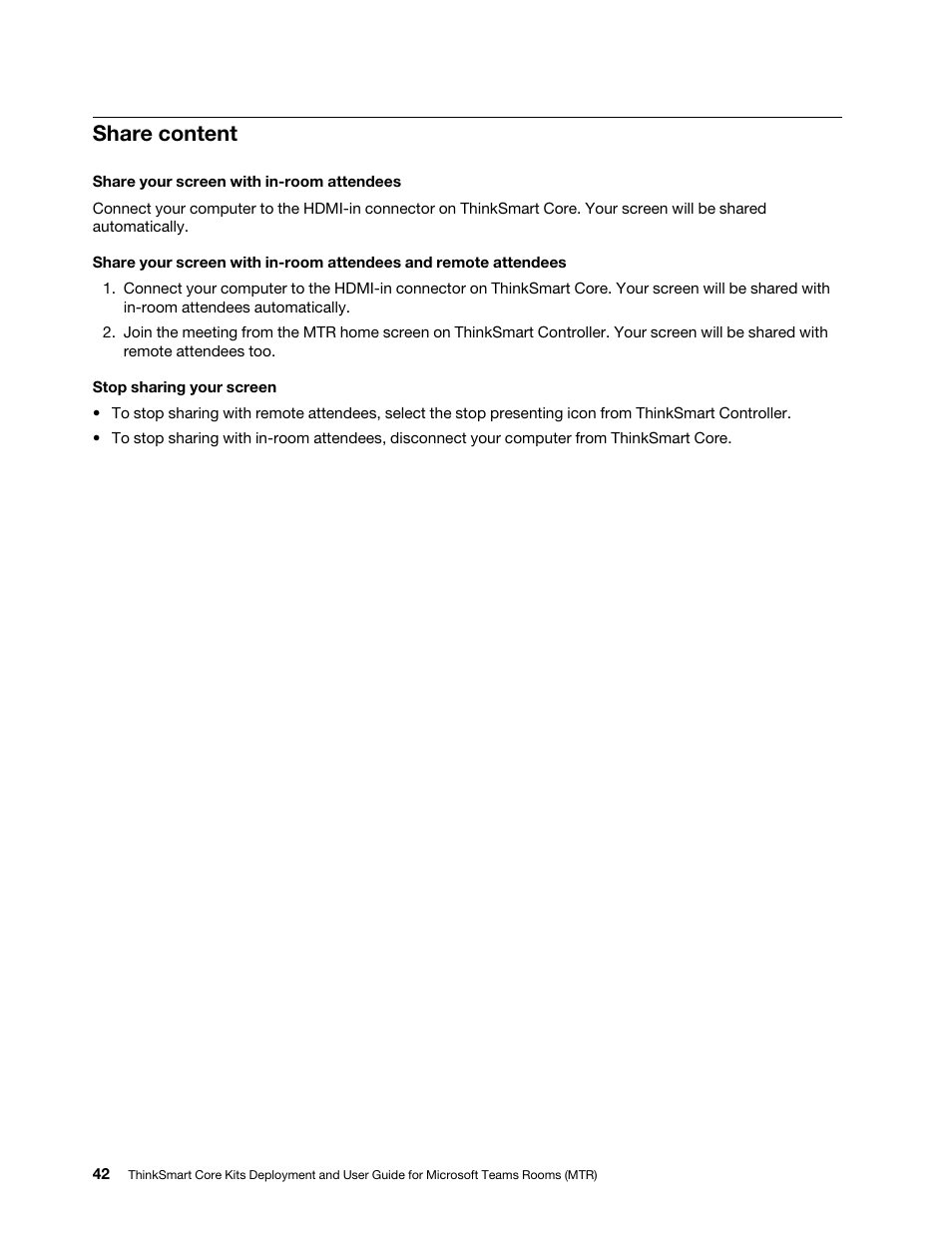 Share content | Lenovo ThinkSmCore and IP Controller Kit for Microsoft Teams Rooms User Manual | Page 48 / 106