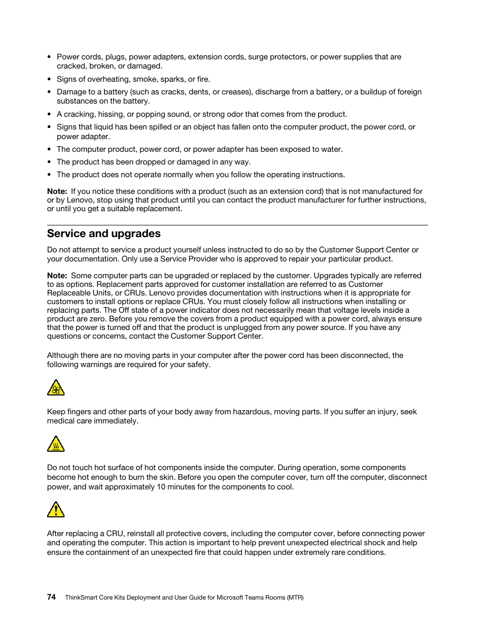 Service and upgrades | Lenovo ThinkSmCore and IP Controller Kit for Microsoft Teams Rooms User Manual | Page 80 / 106