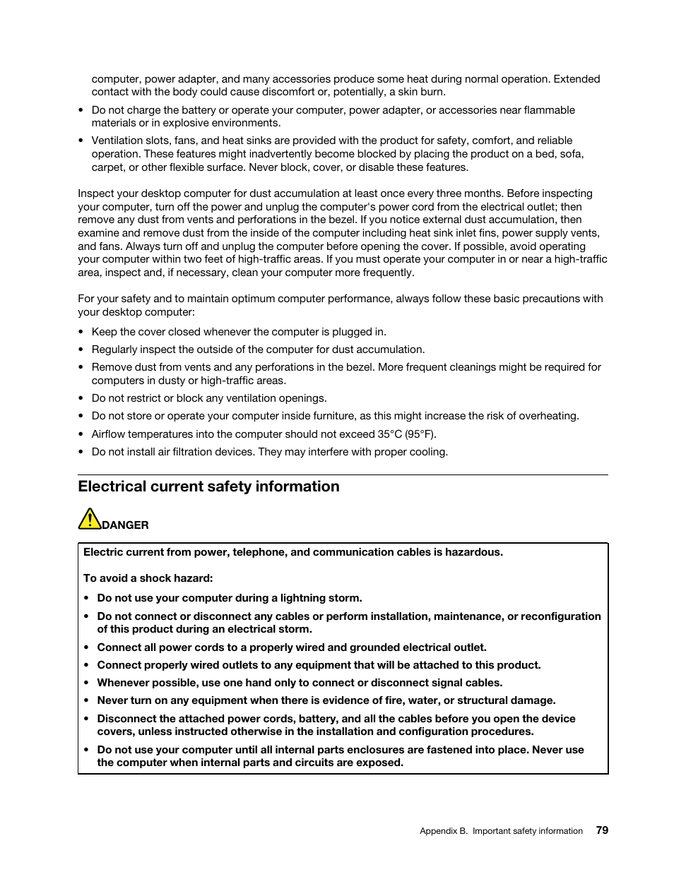 Electrical current safety information | Lenovo ThinkSmCore and IP Controller Kit for Microsoft Teams Rooms User Manual | Page 85 / 106