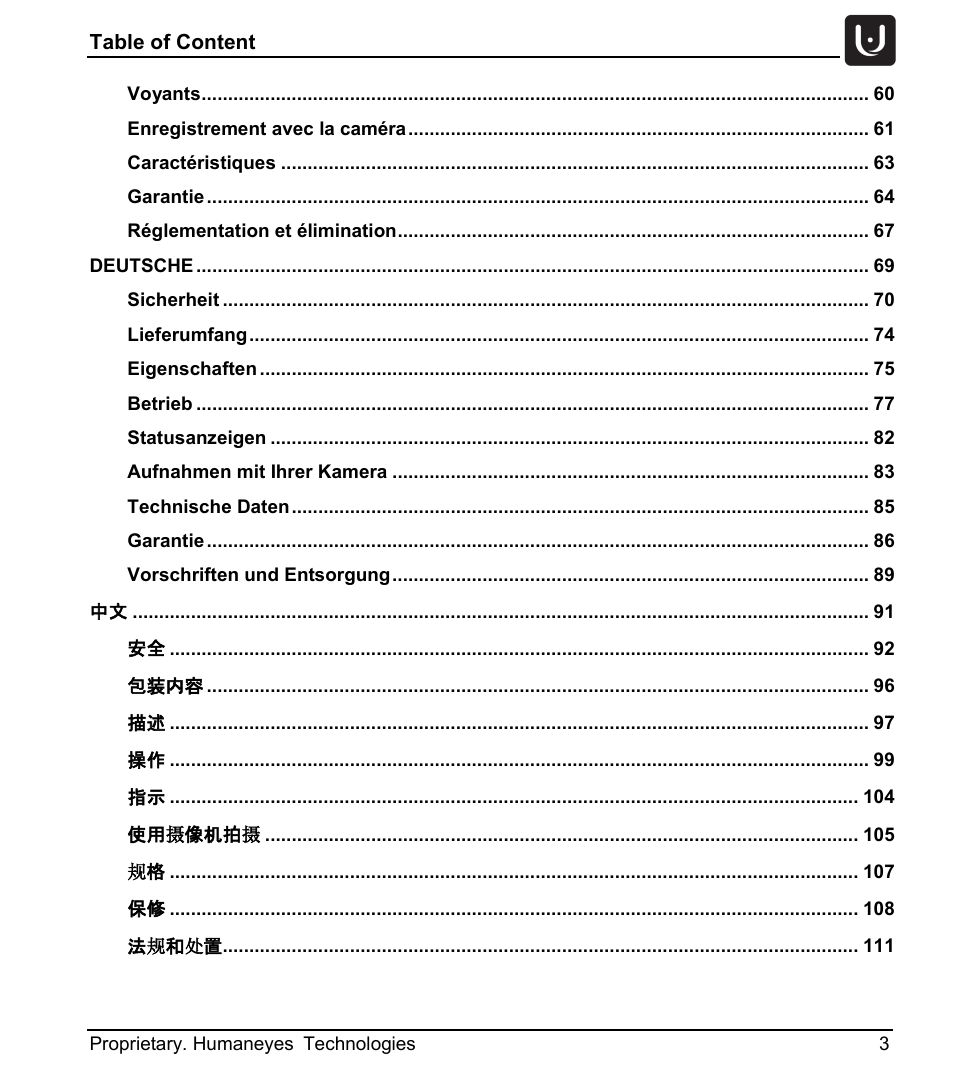 Vuze 4K 3D 360 Spherical VR Camera (Yellow) User Manual | Page 3 / 113