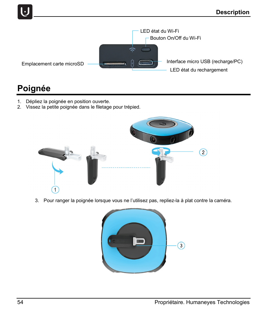 Poignée | Vuze 4K 3D 360 Spherical VR Camera (Yellow) User Manual | Page 54 / 113