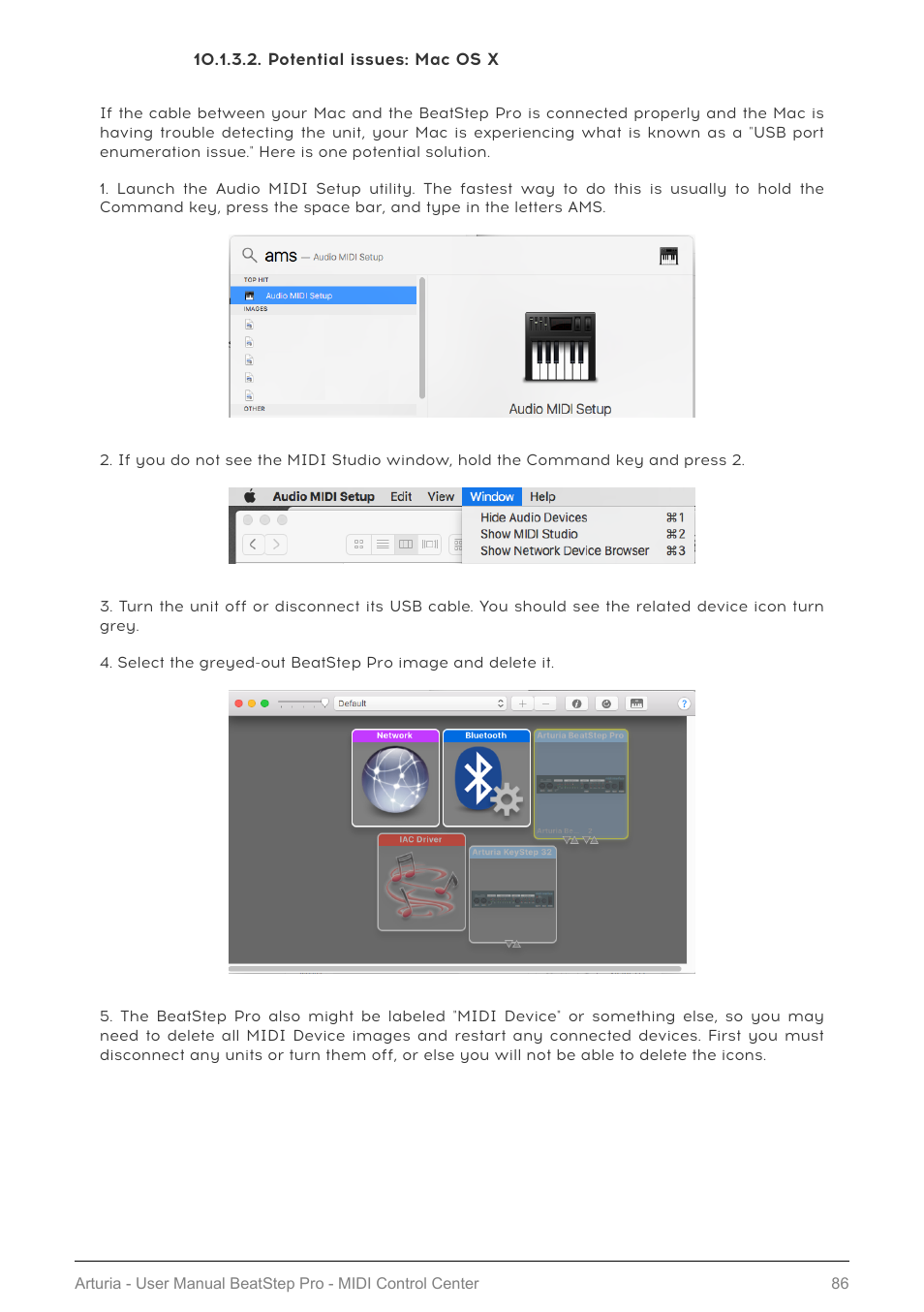 Potential issues: mac os x | Arturia BeatStep Pro MIDI/Analog Controller and Sequencer Kit with CV/Gate Cables (Black) User Manual | Page 91 / 137