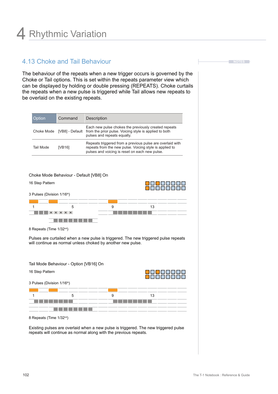 13 choke and tail behaviour, Rhythmic variation | Torso Electronics T-1 16-Track Algorithmic Desktop Sequencer User Manual | Page 102 / 230
