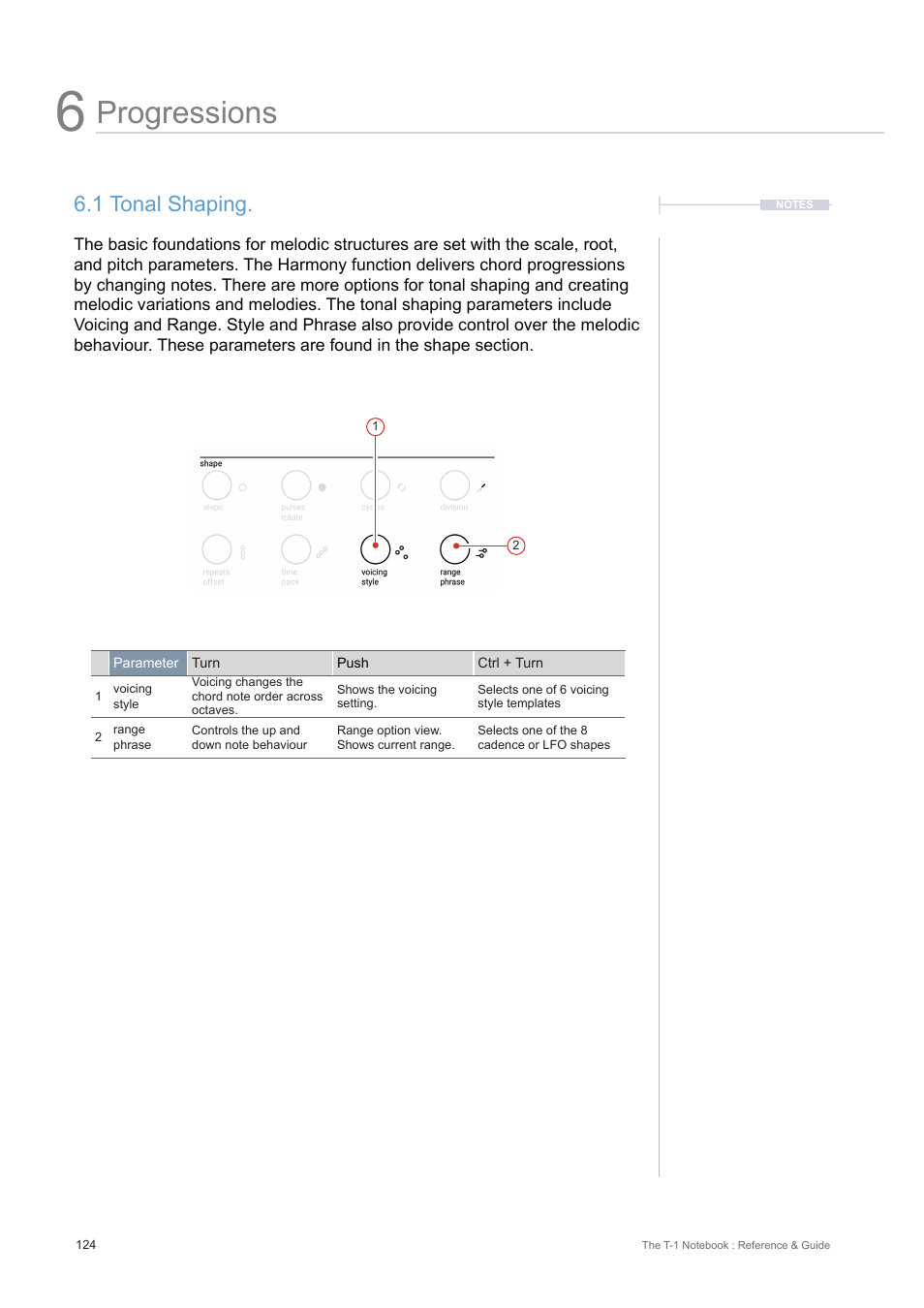 1 tonal shaping, Progressions | Torso Electronics T-1 16-Track Algorithmic Desktop Sequencer User Manual | Page 124 / 230