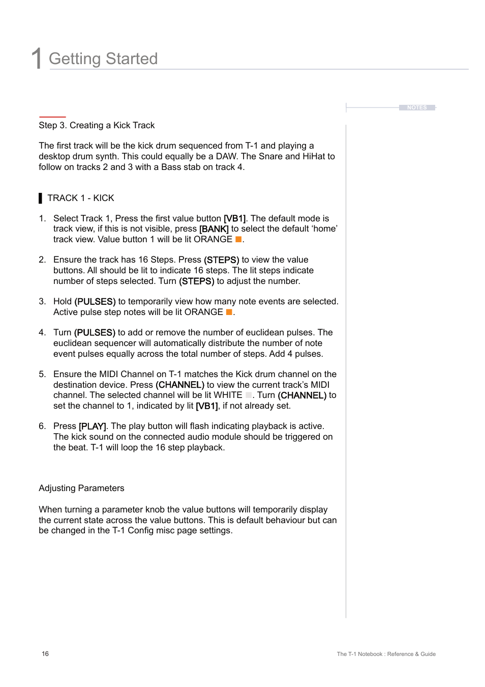 Getting started | Torso Electronics T-1 16-Track Algorithmic Desktop Sequencer User Manual | Page 16 / 230