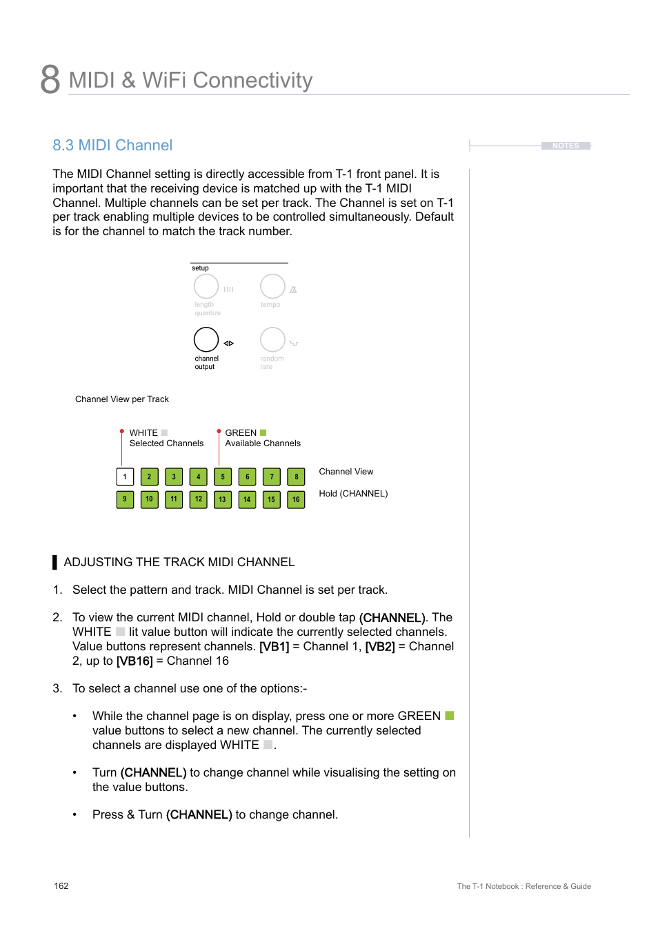 3 midi channel, Midi & wifi connectivity | Torso Electronics T-1 16-Track Algorithmic Desktop Sequencer User Manual | Page 162 / 230