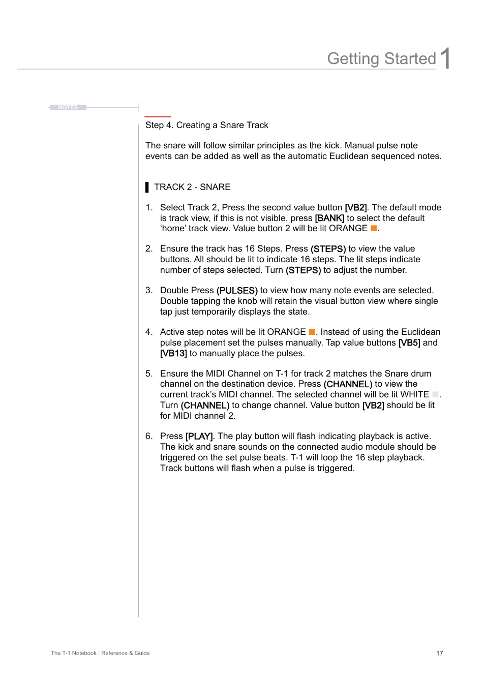 Getting started | Torso Electronics T-1 16-Track Algorithmic Desktop Sequencer User Manual | Page 17 / 230