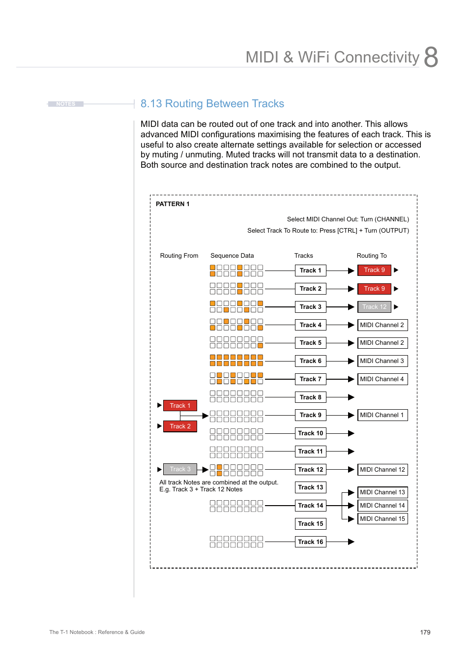 13 routing between tracks, Midi & wifi connectivity | Torso Electronics T-1 16-Track Algorithmic Desktop Sequencer User Manual | Page 179 / 230