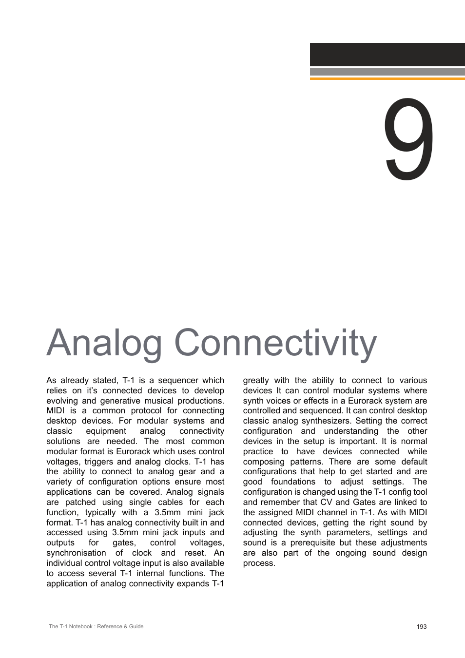 Analog connectivity | Torso Electronics T-1 16-Track Algorithmic Desktop Sequencer User Manual | Page 193 / 230