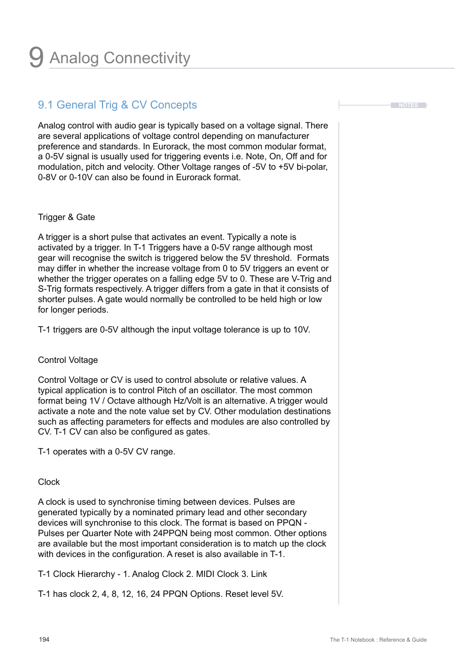 1 general trig & cv concepts, Analog connectivity | Torso Electronics T-1 16-Track Algorithmic Desktop Sequencer User Manual | Page 194 / 230