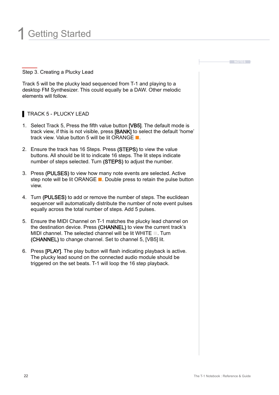 Getting started | Torso Electronics T-1 16-Track Algorithmic Desktop Sequencer User Manual | Page 22 / 230