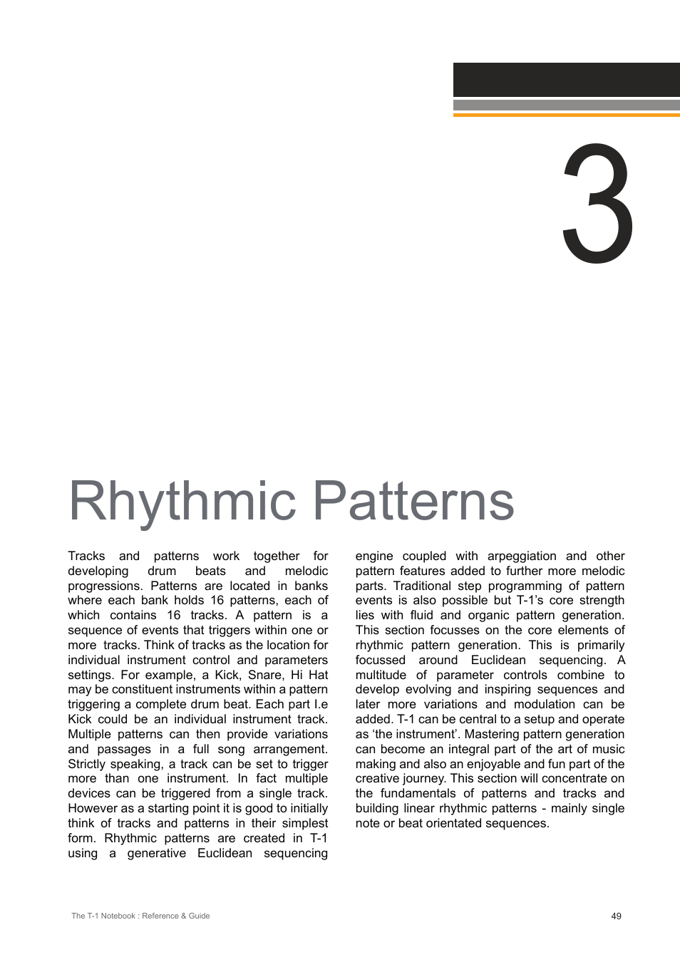 Rhythmic patterns | Torso Electronics T-1 16-Track Algorithmic Desktop Sequencer User Manual | Page 49 / 230