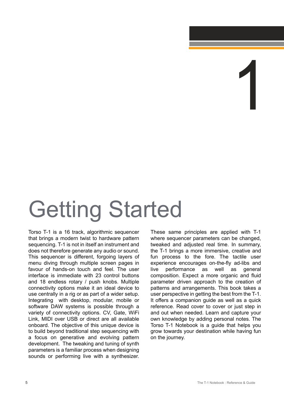 Getting started | Torso Electronics T-1 16-Track Algorithmic Desktop Sequencer User Manual | Page 5 / 230