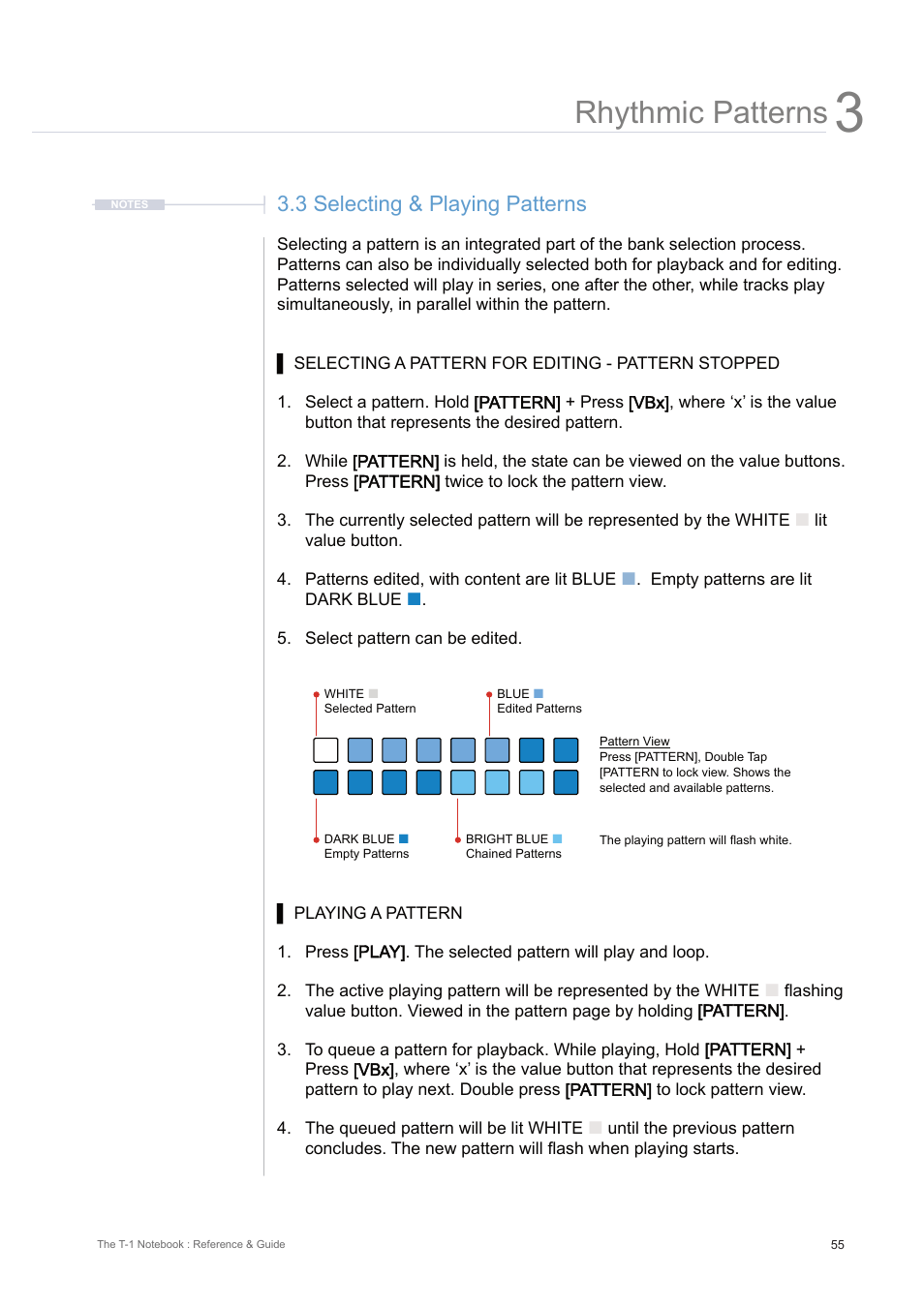 3 selecting & playing patterns, Rhythmic patterns | Torso Electronics T-1 16-Track Algorithmic Desktop Sequencer User Manual | Page 55 / 230