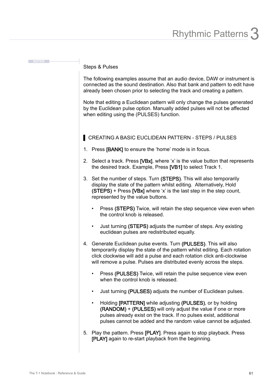 Rhythmic patterns | Torso Electronics T-1 16-Track Algorithmic Desktop Sequencer User Manual | Page 61 / 230