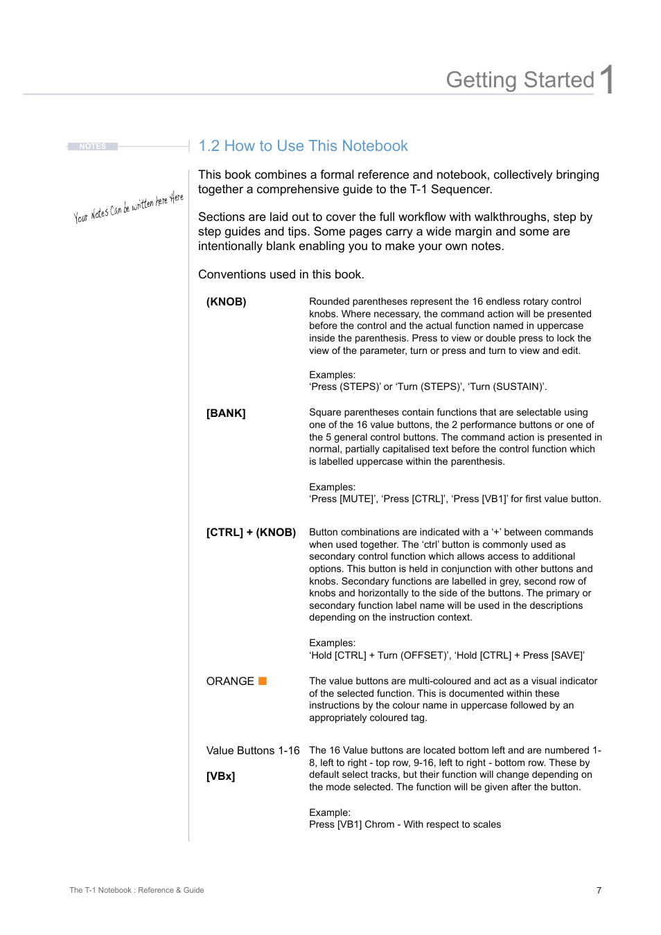 2 how to use this notebook, Getting started | Torso Electronics T-1 16-Track Algorithmic Desktop Sequencer User Manual | Page 7 / 230