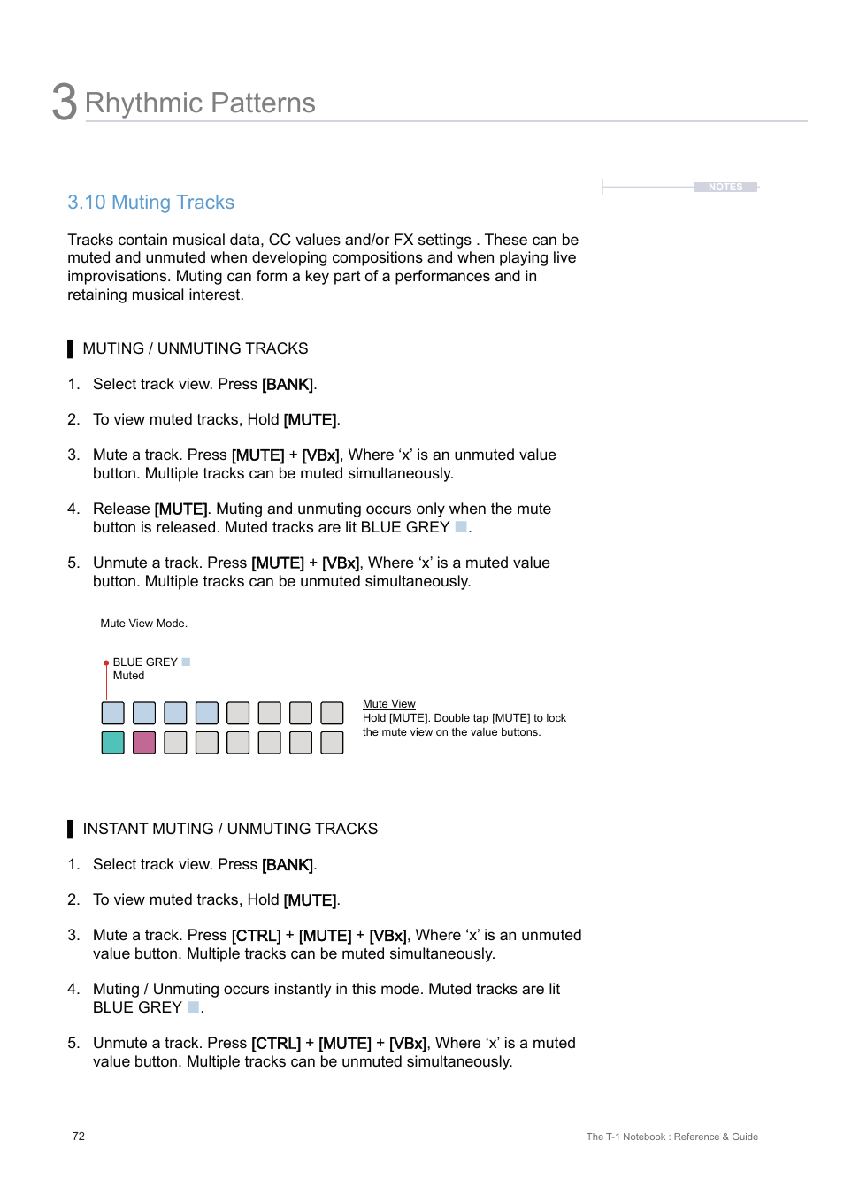 10 muting tracks, Rhythmic patterns | Torso Electronics T-1 16-Track Algorithmic Desktop Sequencer User Manual | Page 72 / 230