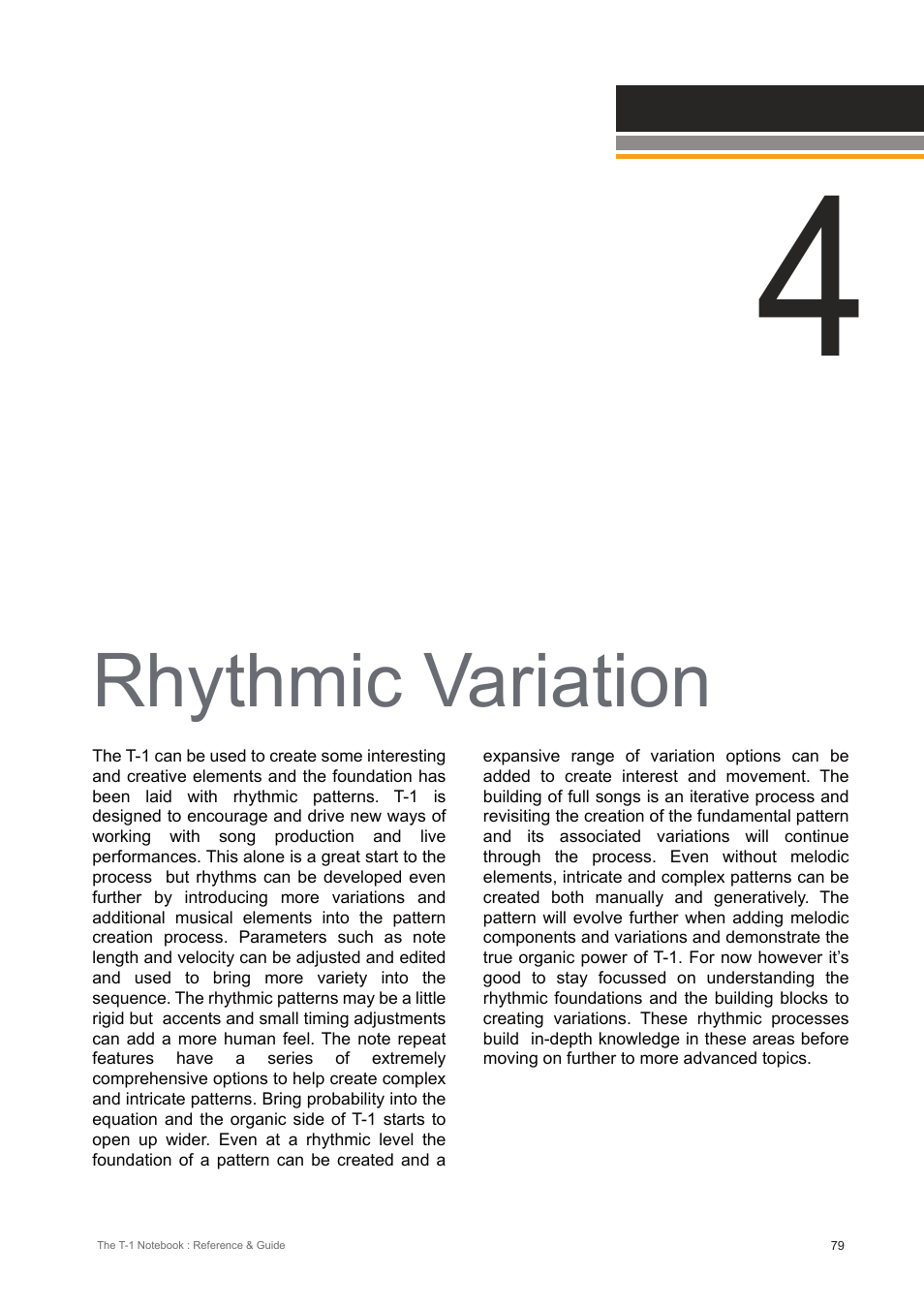 Rhythmic variation | Torso Electronics T-1 16-Track Algorithmic Desktop Sequencer User Manual | Page 79 / 230