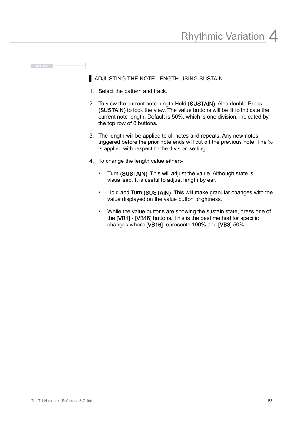 Rhythmic variation | Torso Electronics T-1 16-Track Algorithmic Desktop Sequencer User Manual | Page 83 / 230