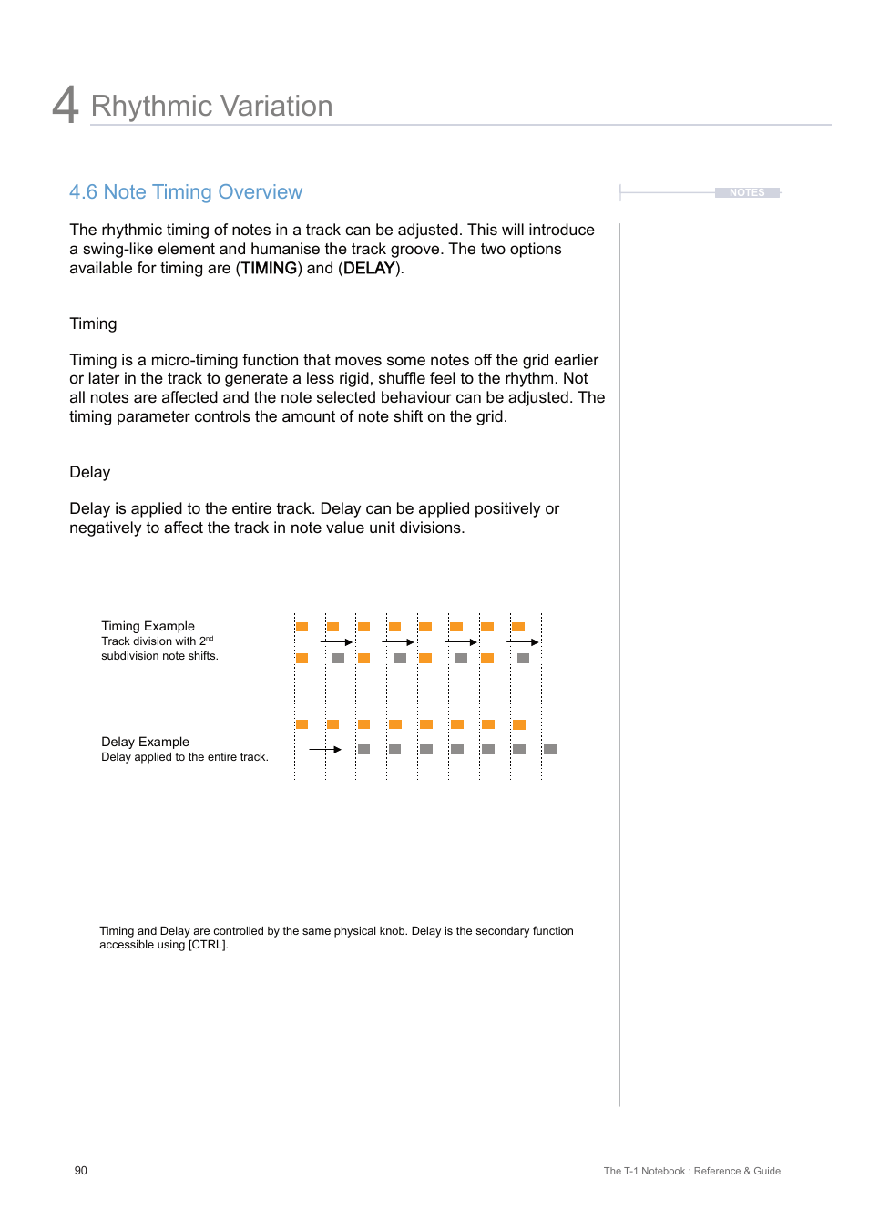 6 note timing overview, Rhythmic variation | Torso Electronics T-1 16-Track Algorithmic Desktop Sequencer User Manual | Page 90 / 230