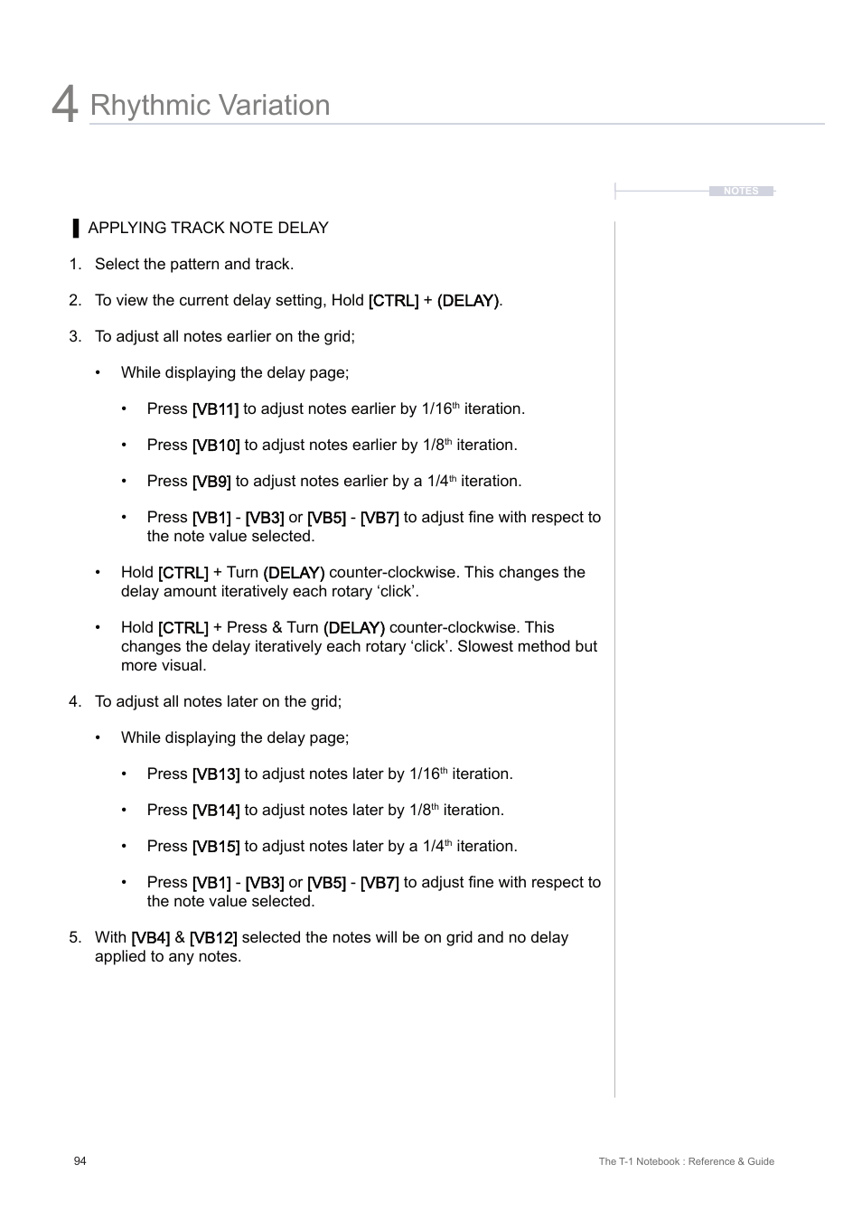 Rhythmic variation | Torso Electronics T-1 16-Track Algorithmic Desktop Sequencer User Manual | Page 94 / 230