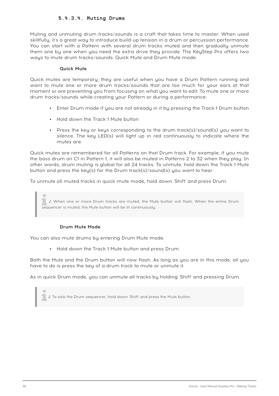 Muting drums | Arturia KeyStep Pro Keyboard with Advanced Sequencer and Arpeggiator User Manual | Page 104 / 186