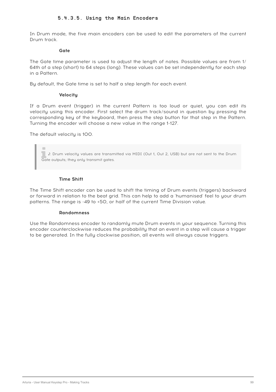 Using the main encoders | Arturia KeyStep Pro Keyboard with Advanced Sequencer and Arpeggiator User Manual | Page 105 / 186