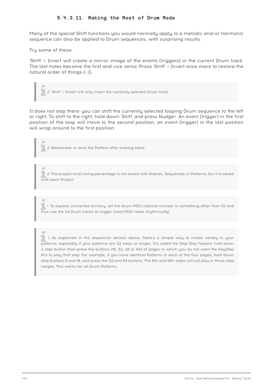 Making the most of drum mode | Arturia KeyStep Pro Keyboard with Advanced Sequencer and Arpeggiator User Manual | Page 110 / 186