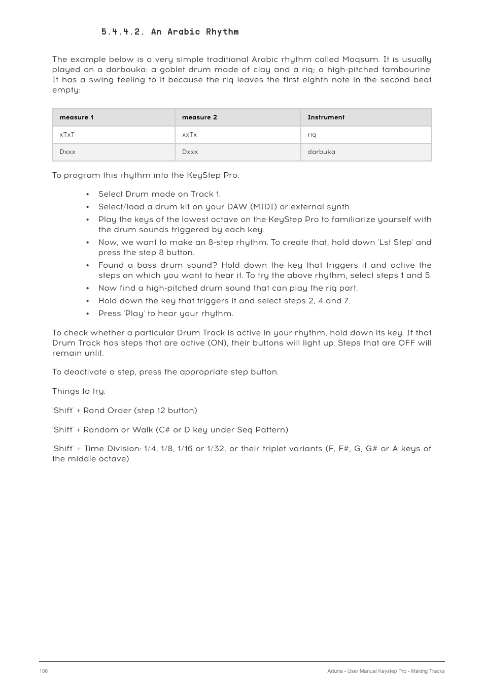 An arabic rhythm | Arturia KeyStep Pro Keyboard with Advanced Sequencer and Arpeggiator User Manual | Page 112 / 186