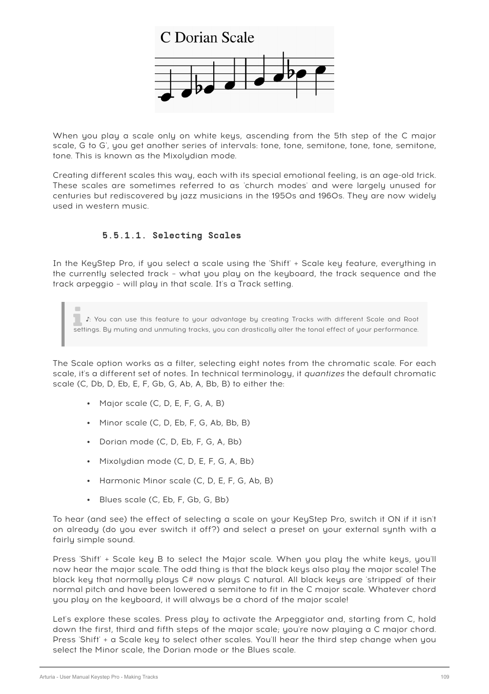 Selecting scales | Arturia KeyStep Pro Keyboard with Advanced Sequencer and Arpeggiator User Manual | Page 115 / 186