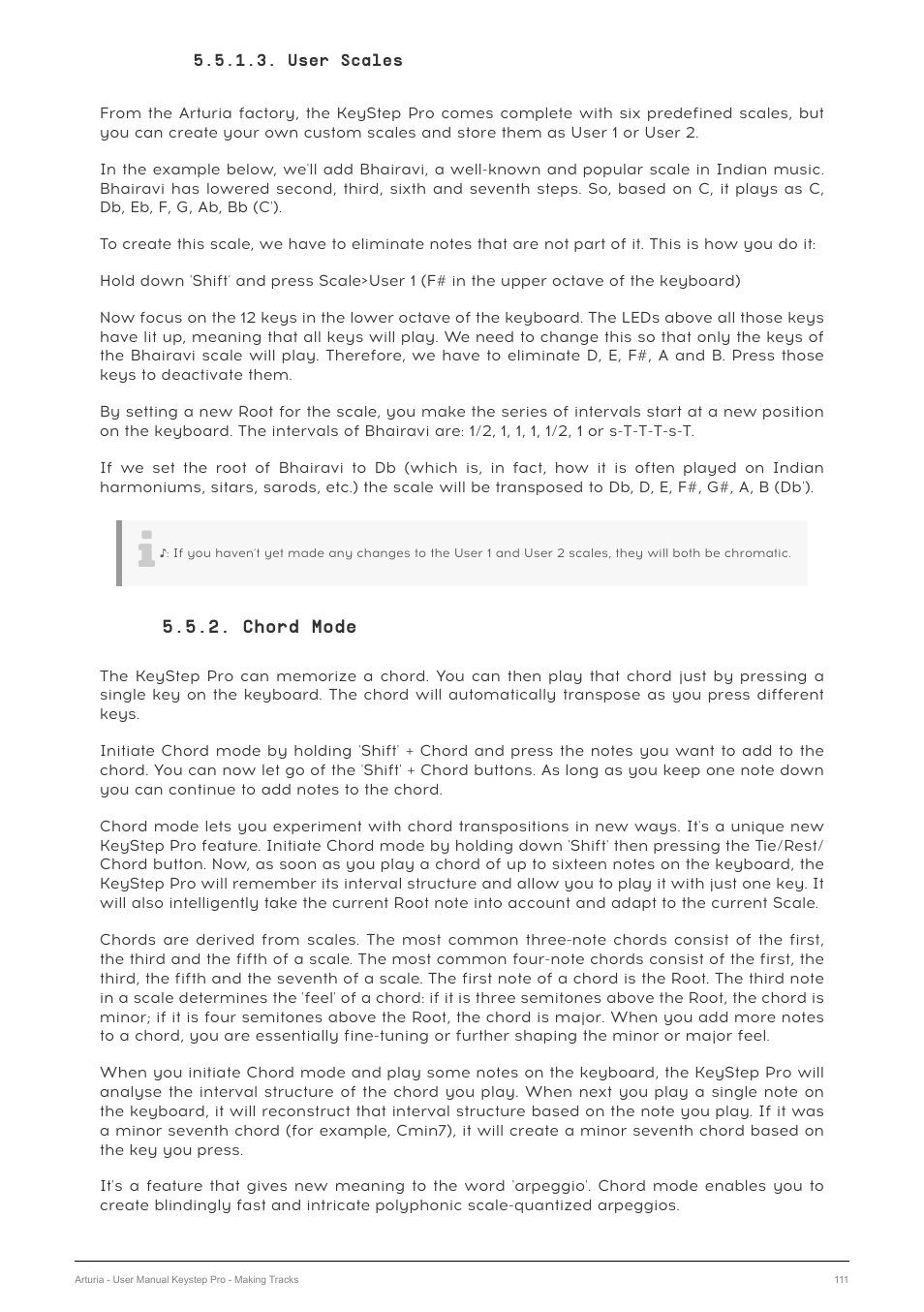 User scales, Chord mode | Arturia KeyStep Pro Keyboard with Advanced Sequencer and Arpeggiator User Manual | Page 117 / 186