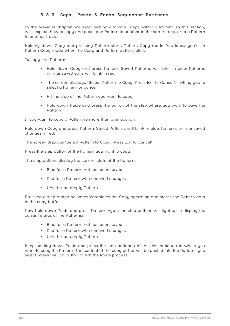 Copy, paste & erase sequencer patterns | Arturia KeyStep Pro Keyboard with Advanced Sequencer and Arpeggiator User Manual | Page 128 / 186