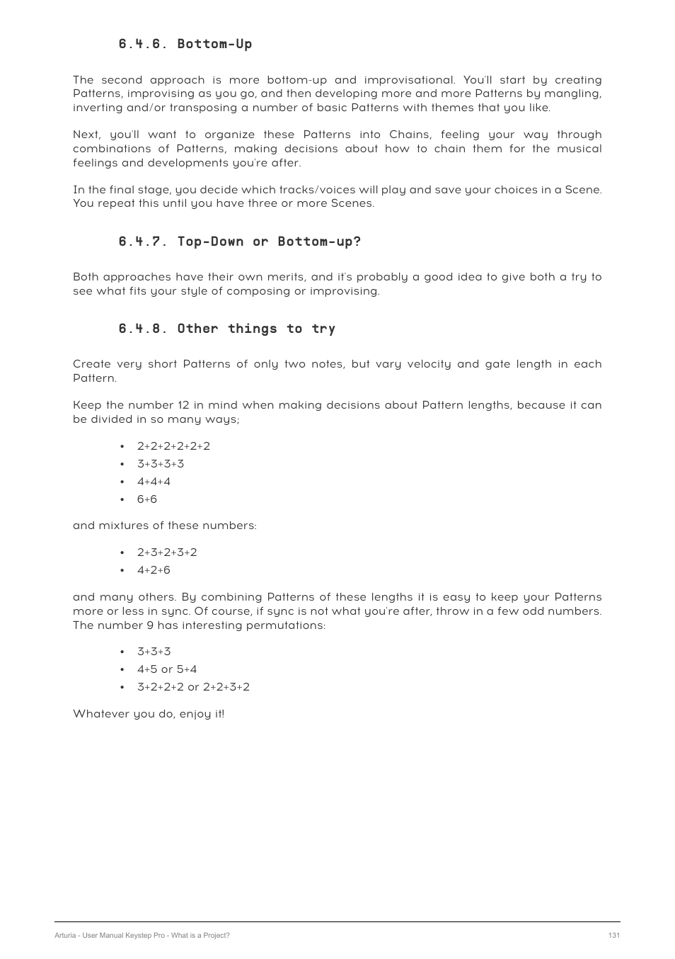 Bottom-up, Top-down or bottom-up, Other things to try | Arturia KeyStep Pro Keyboard with Advanced Sequencer and Arpeggiator User Manual | Page 137 / 186