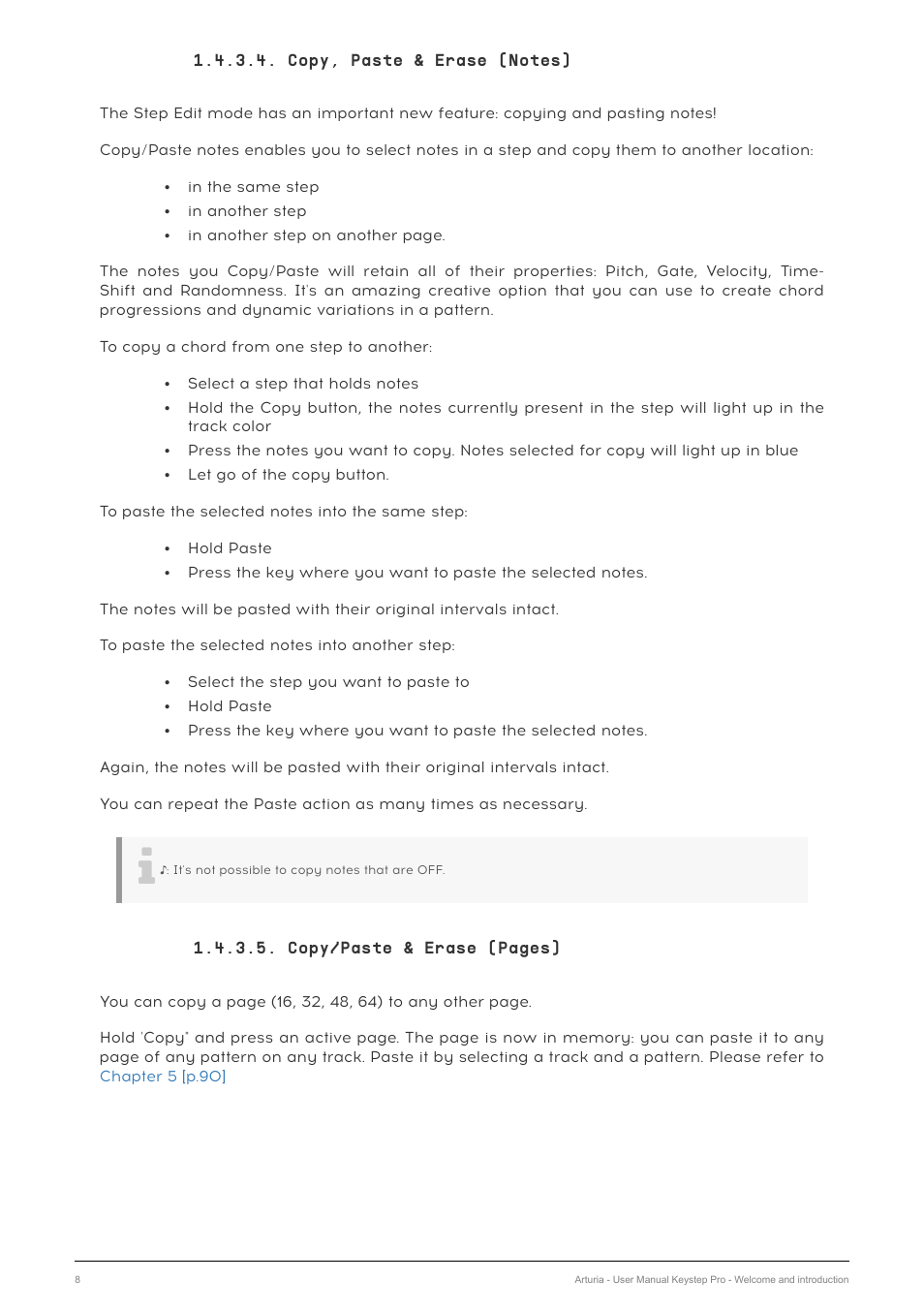 Copy, paste & erase (notes) | Arturia KeyStep Pro Keyboard with Advanced Sequencer and Arpeggiator User Manual | Page 14 / 186