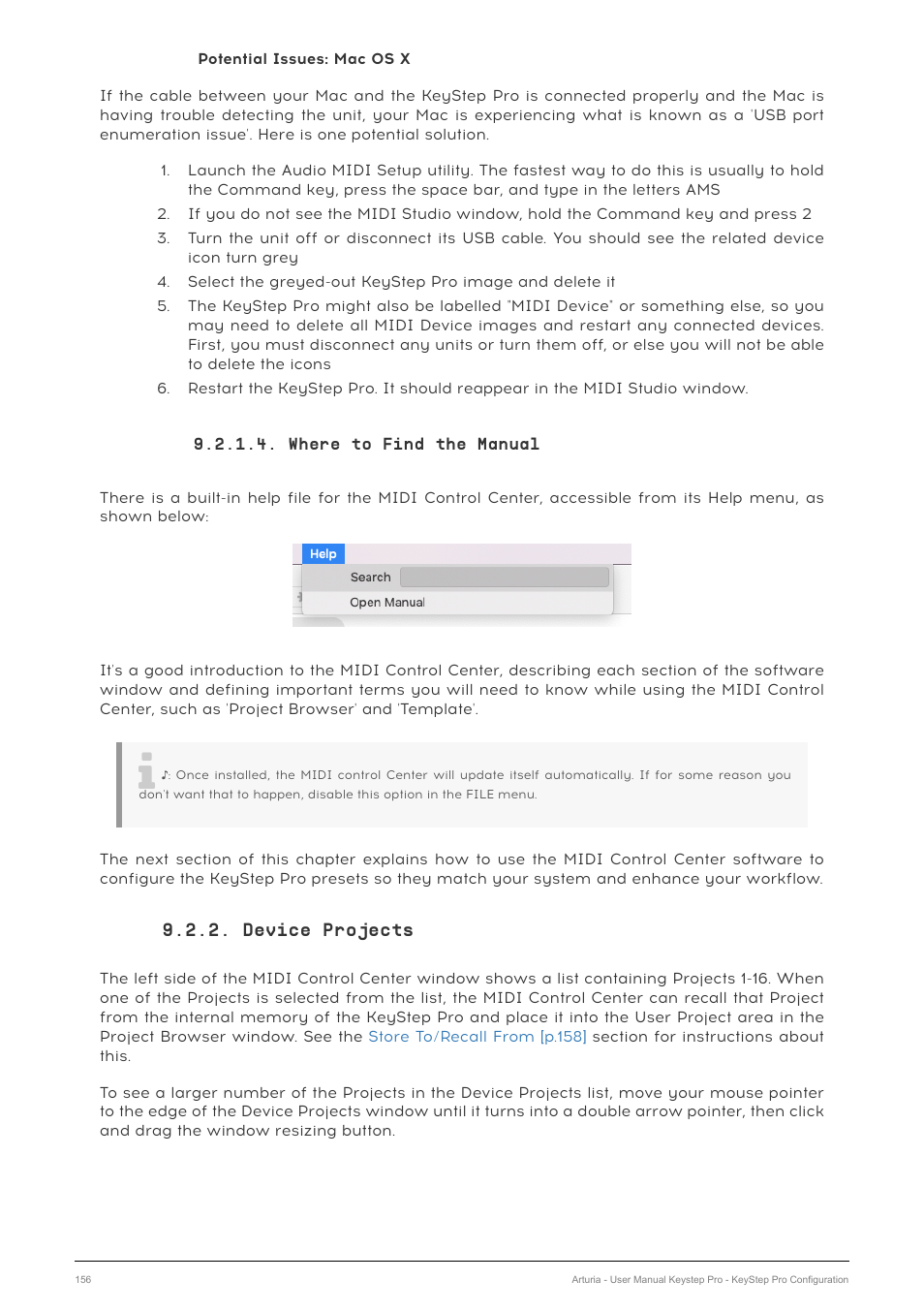 Where to find the manual, Device projects | Arturia KeyStep Pro Keyboard with Advanced Sequencer and Arpeggiator User Manual | Page 162 / 186