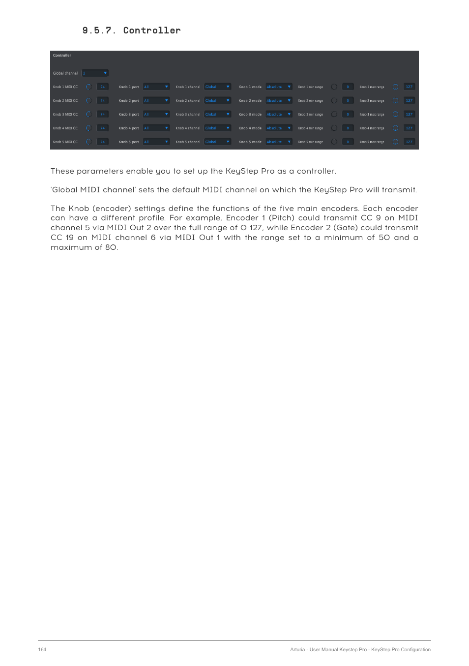 Controller | Arturia KeyStep Pro Keyboard with Advanced Sequencer and Arpeggiator User Manual | Page 170 / 186