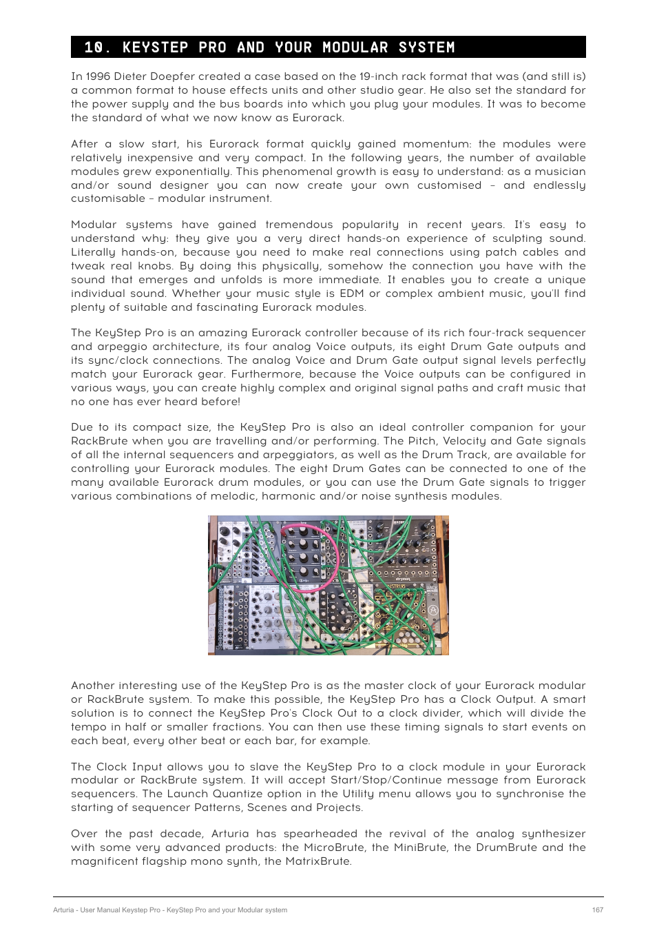 Keystep pro and your modular system, Chapter 10: keystep, Pro and your modular system [p.167 | Arturia KeyStep Pro Keyboard with Advanced Sequencer and Arpeggiator User Manual | Page 173 / 186