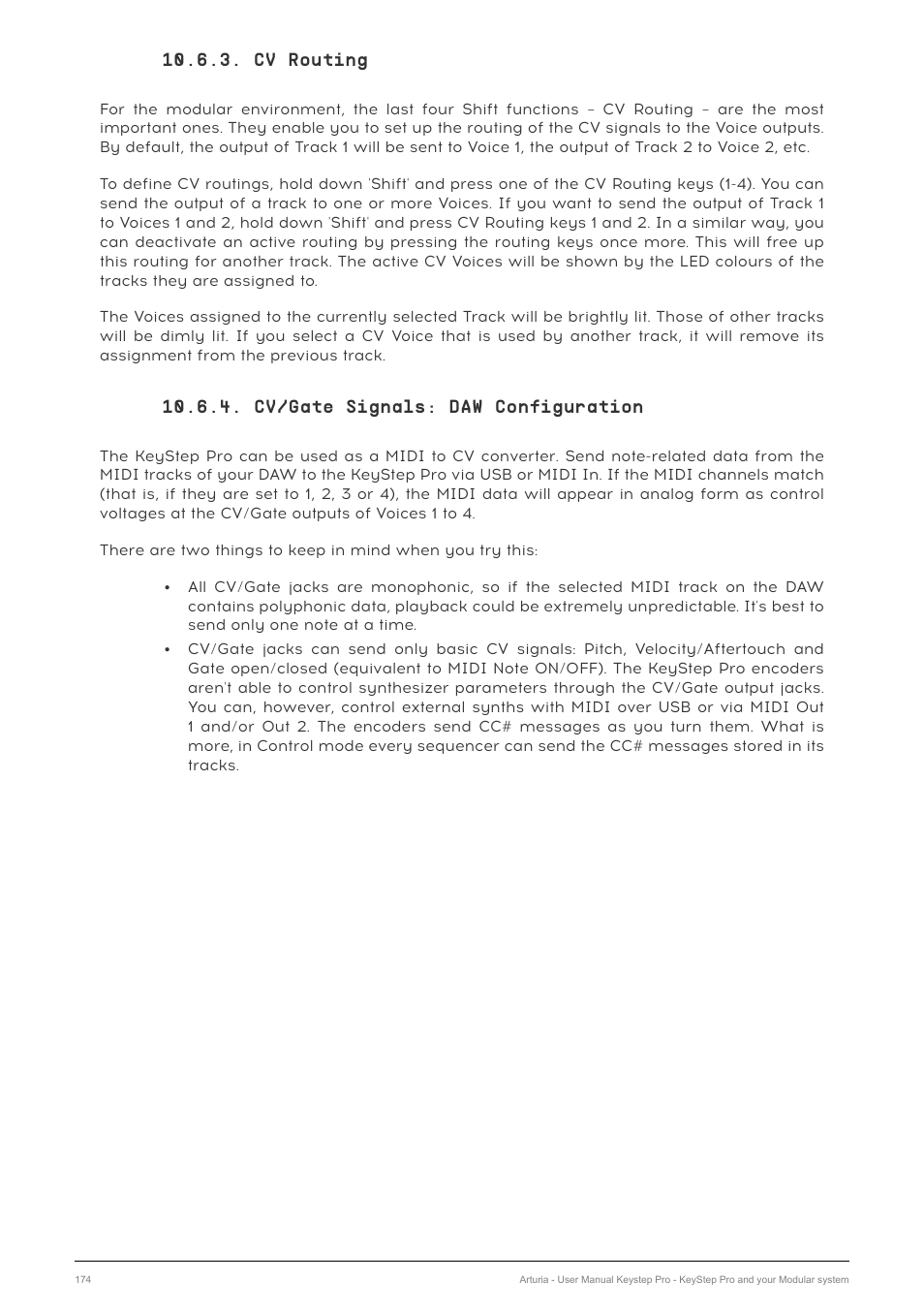 Cv routing, Cv/gate signals: daw configuration | Arturia KeyStep Pro Keyboard with Advanced Sequencer and Arpeggiator User Manual | Page 180 / 186