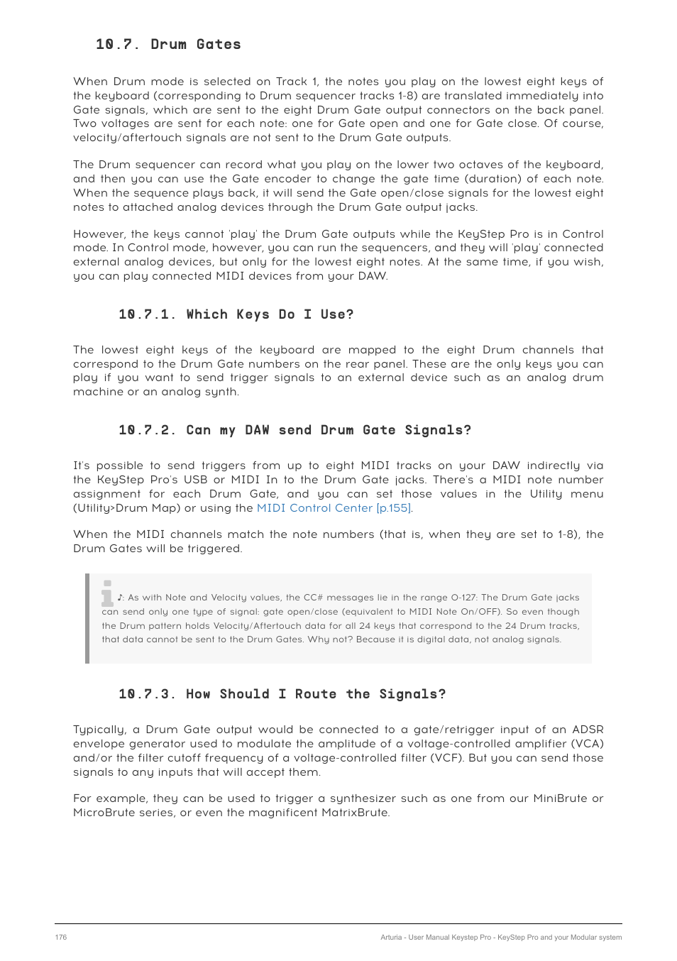 Drum gates, Which keys do i use, Can my daw send drum gate signals | How should i route the signals | Arturia KeyStep Pro Keyboard with Advanced Sequencer and Arpeggiator User Manual | Page 182 / 186