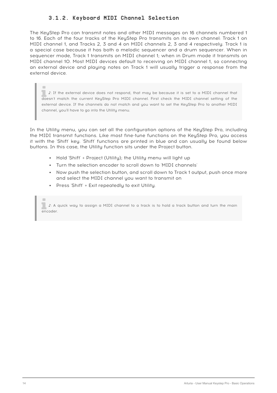 Keyboard midi channel selection | Arturia KeyStep Pro Keyboard with Advanced Sequencer and Arpeggiator User Manual | Page 20 / 186