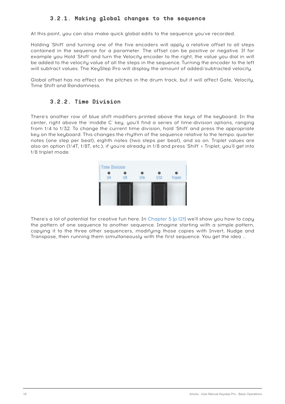 Making global changes to the sequence, Time division | Arturia KeyStep Pro Keyboard with Advanced Sequencer and Arpeggiator User Manual | Page 24 / 186