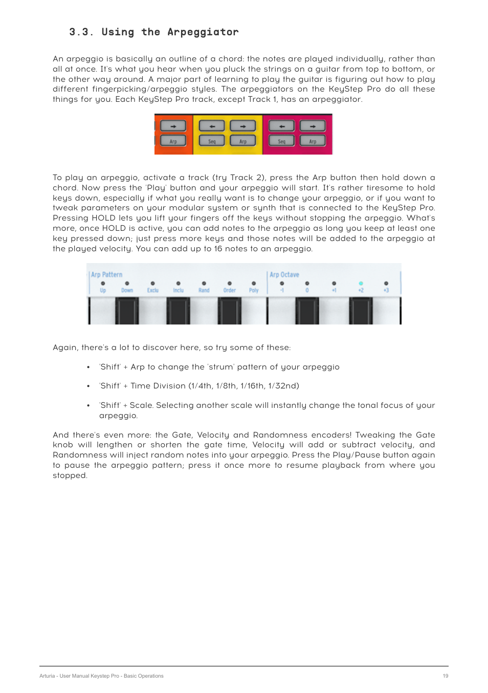 Using the arpeggiator | Arturia KeyStep Pro Keyboard with Advanced Sequencer and Arpeggiator User Manual | Page 25 / 186