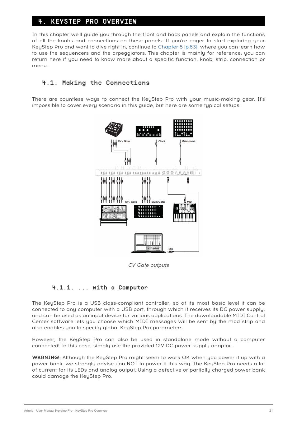 Keystep pro overview, Making the connections, With a computer | ... with a computer | Arturia KeyStep Pro Keyboard with Advanced Sequencer and Arpeggiator User Manual | Page 27 / 186