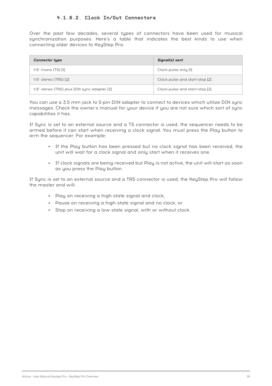 Clock in/out connectors | Arturia KeyStep Pro Keyboard with Advanced Sequencer and Arpeggiator User Manual | Page 35 / 186