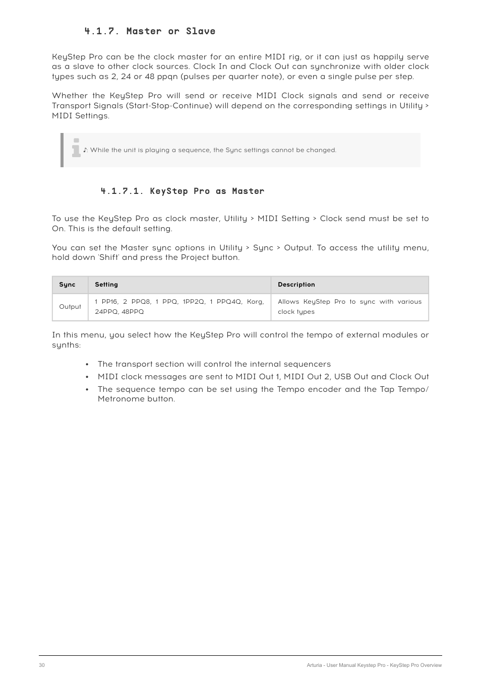 Master or slave, Keystep pro as master | Arturia KeyStep Pro Keyboard with Advanced Sequencer and Arpeggiator User Manual | Page 36 / 186