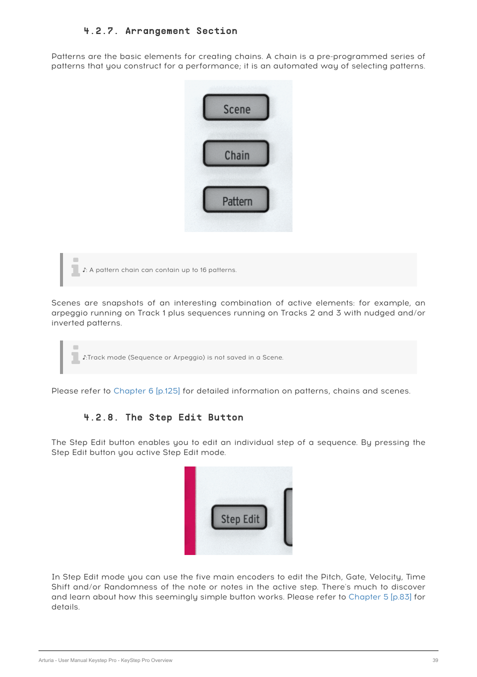 Arrangement section, The step edit button | Arturia KeyStep Pro Keyboard with Advanced Sequencer and Arpeggiator User Manual | Page 45 / 186