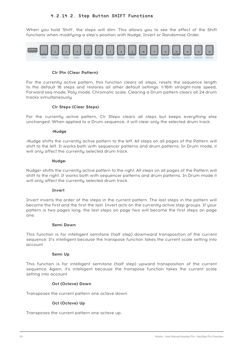 Step button shift functions | Arturia KeyStep Pro Keyboard with Advanced Sequencer and Arpeggiator User Manual | Page 60 / 186