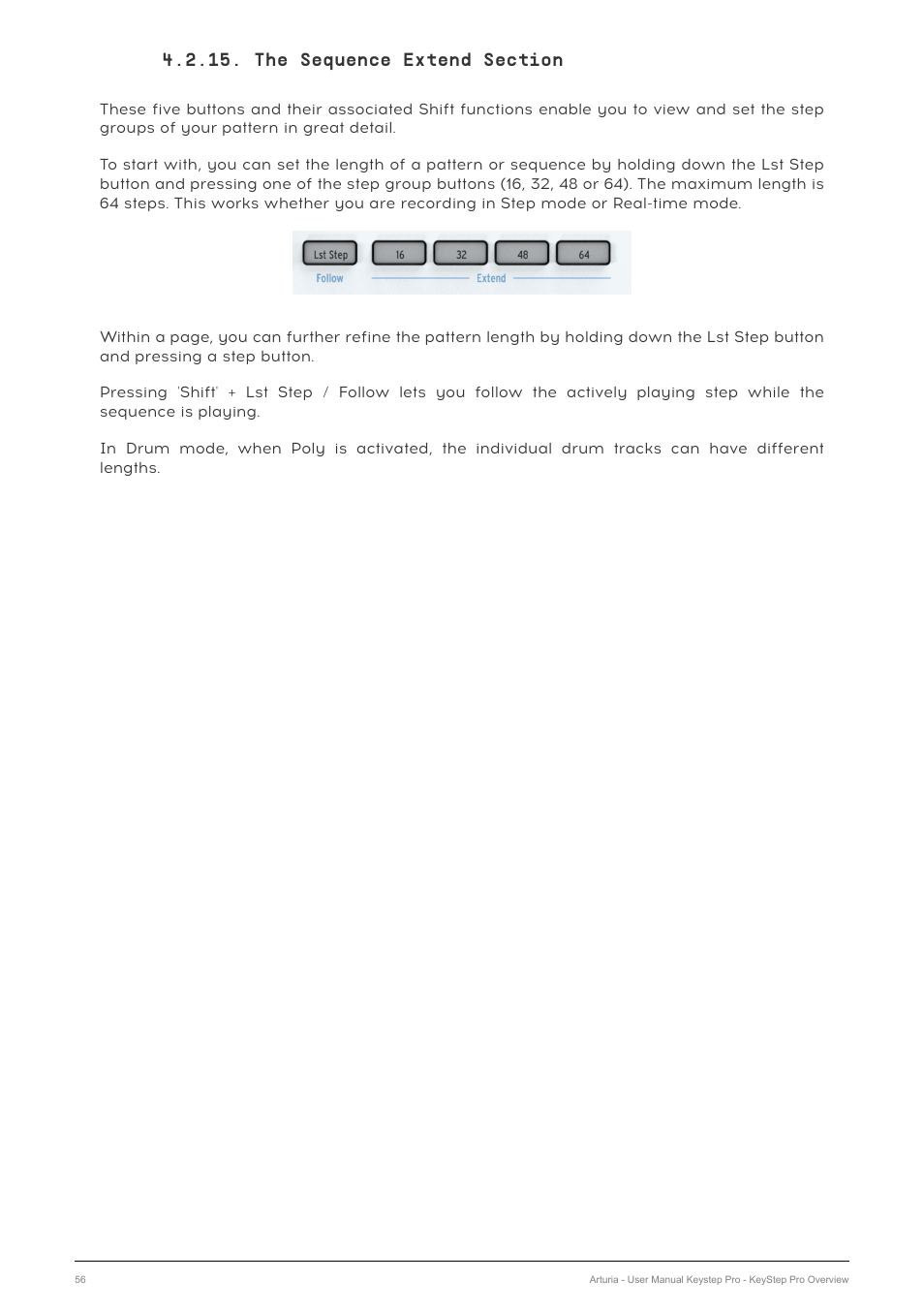 The sequence extend section | Arturia KeyStep Pro Keyboard with Advanced Sequencer and Arpeggiator User Manual | Page 62 / 186