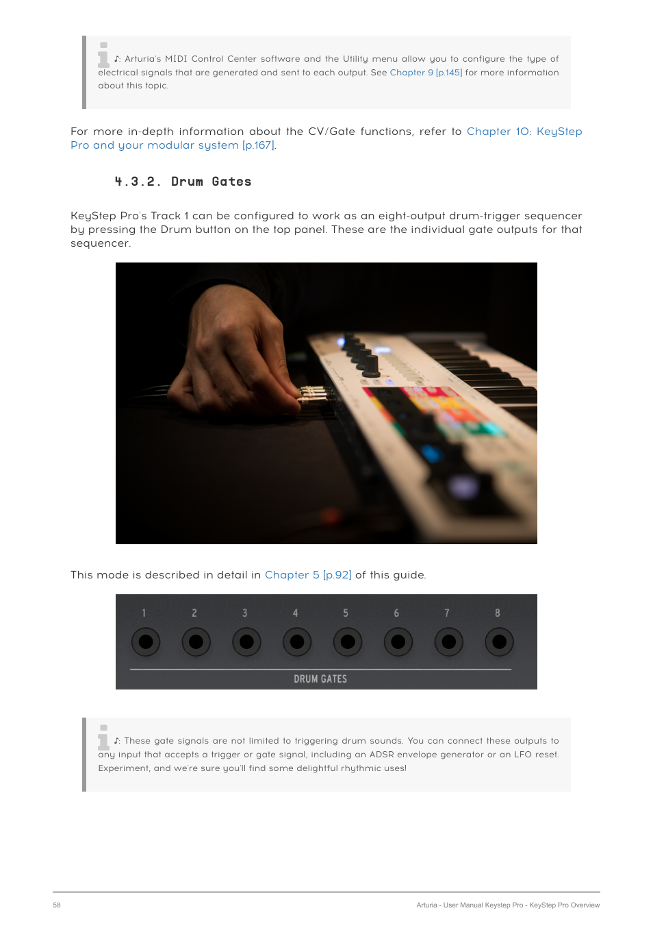 Drum gates | Arturia KeyStep Pro Keyboard with Advanced Sequencer and Arpeggiator User Manual | Page 64 / 186